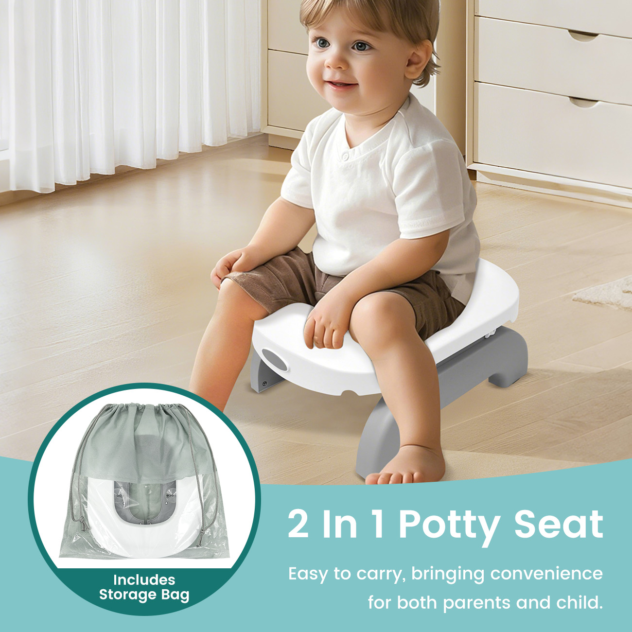 Toddler Potty Training Seat - Orinal portátil Go 2 en 1,